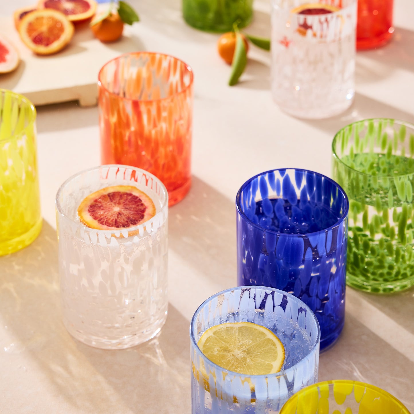 Light Blue Spotted Double Old Fashioned Glass