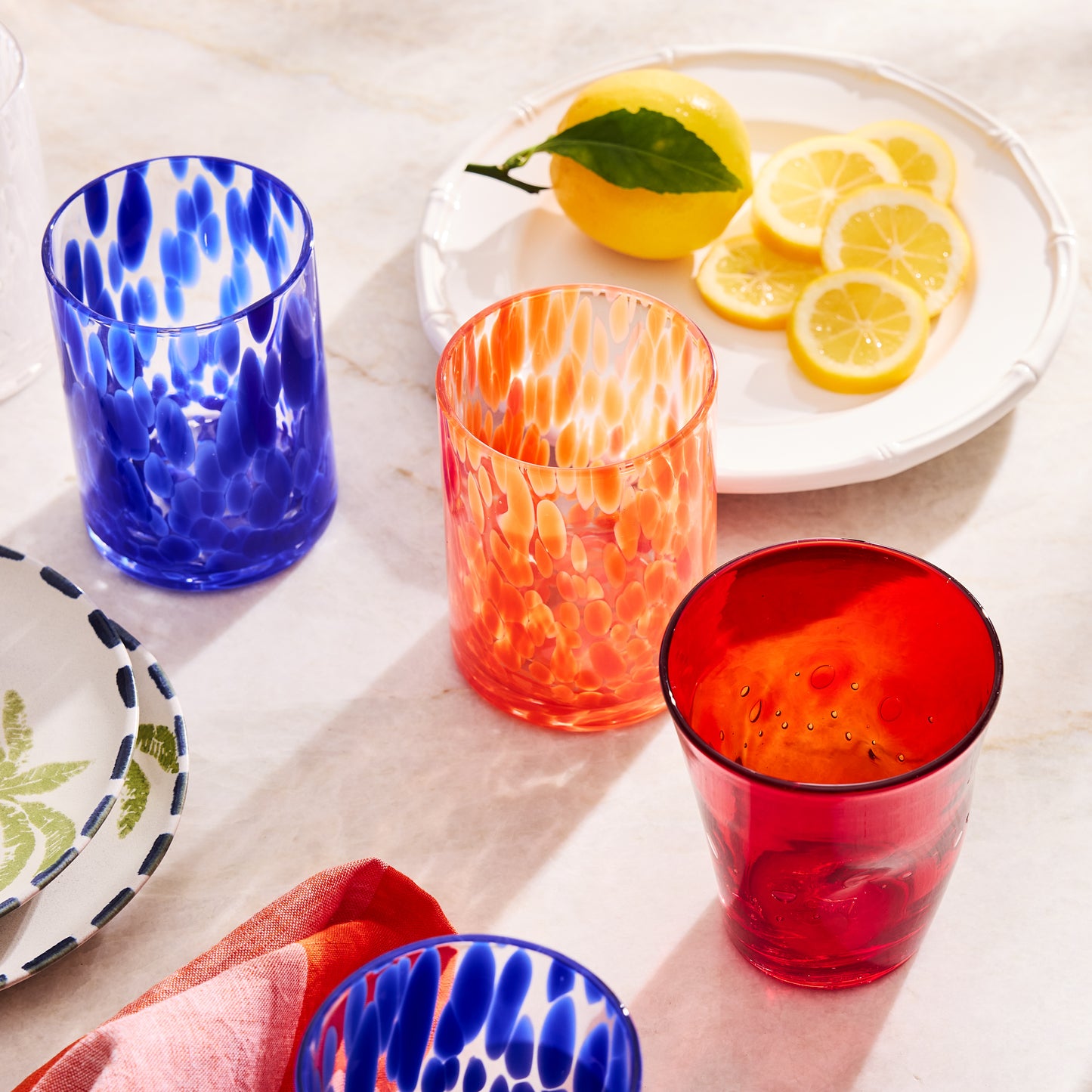 Dark Blue Spotted Double Old Fashioned Glass