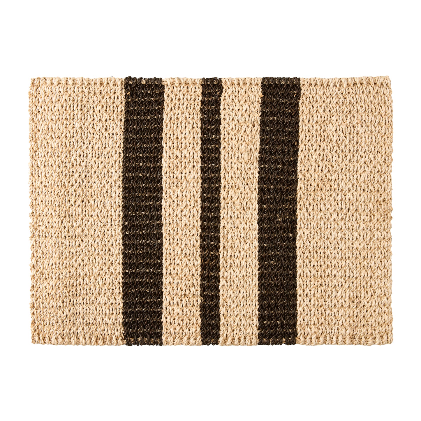 Natural Abaca Chocolate Brown Stripe Rectangular Placemat, Set of 4