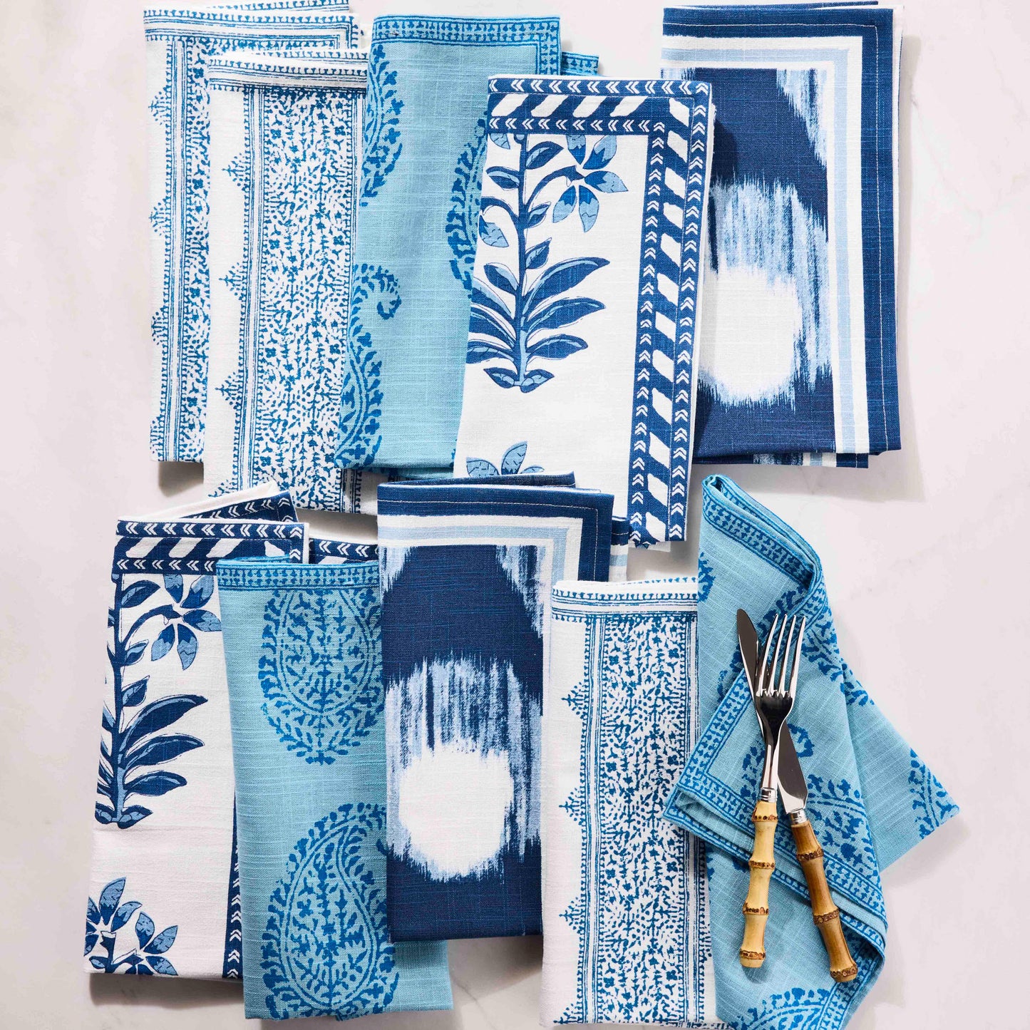Peter Dunham + Hudson Grace Blue Fez Stripe Printed Napkin