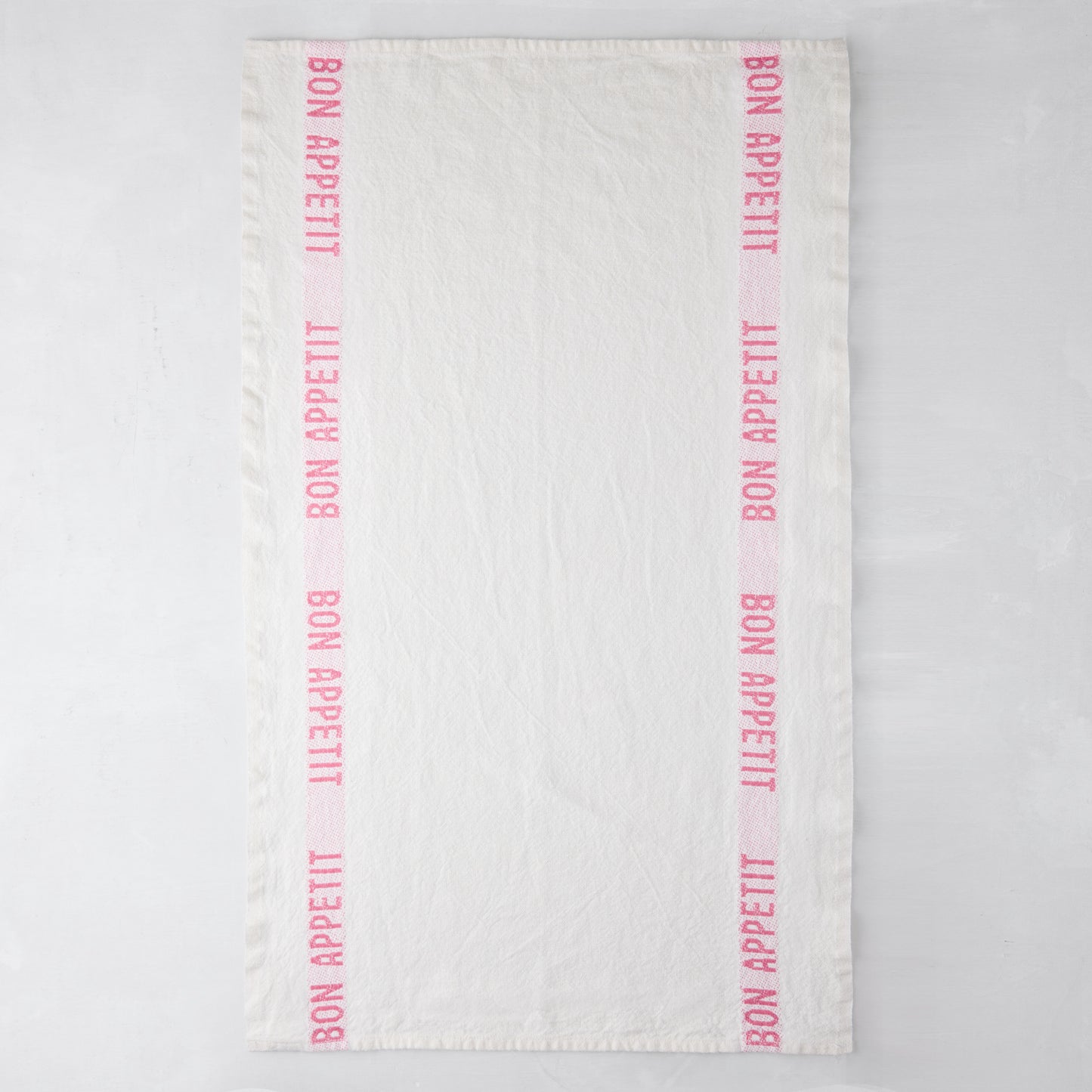 Pink "Bon Appetit" Linen Hand Towels, Set of 2