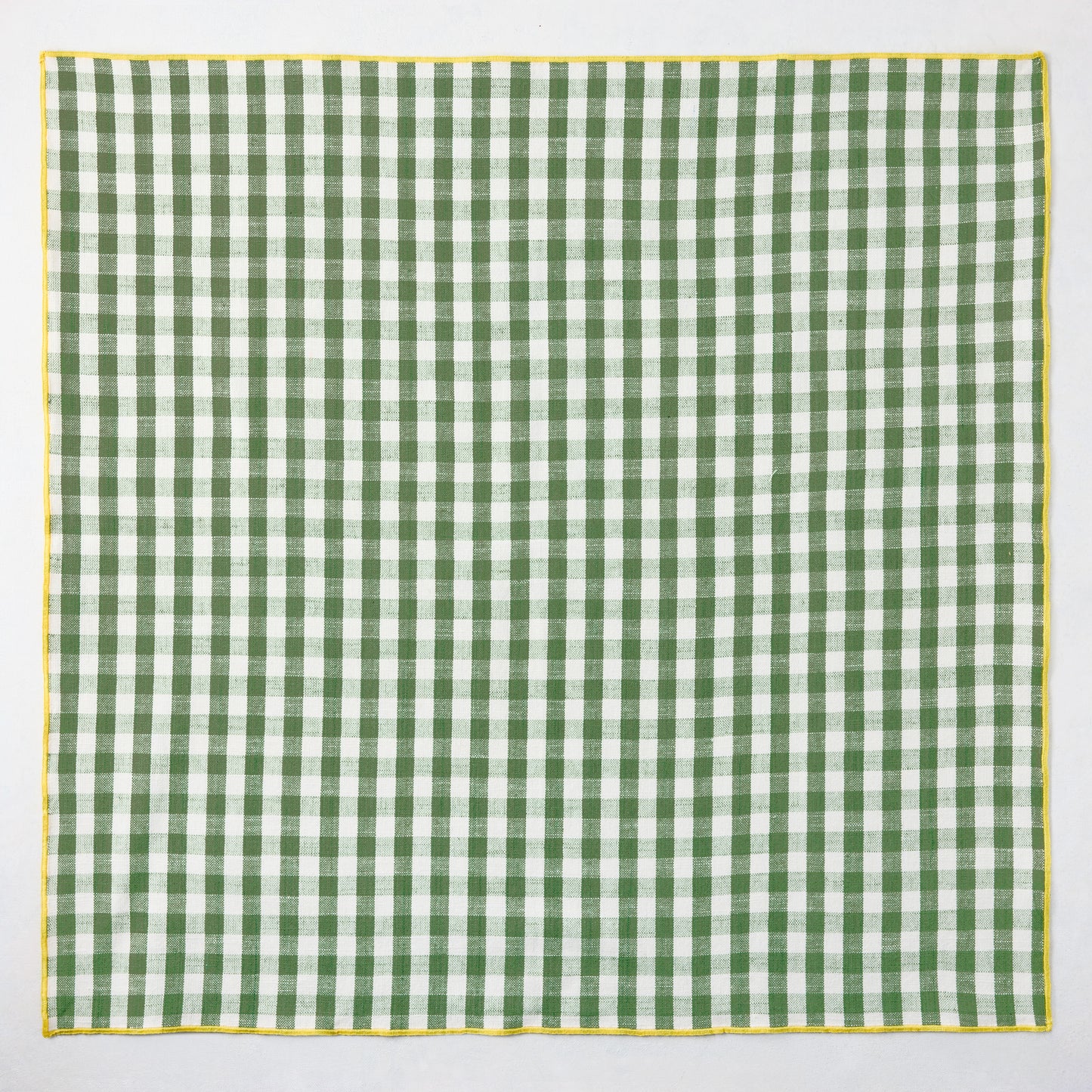 Chatham Green Gingham Cotton Napkin with Yellow Trim