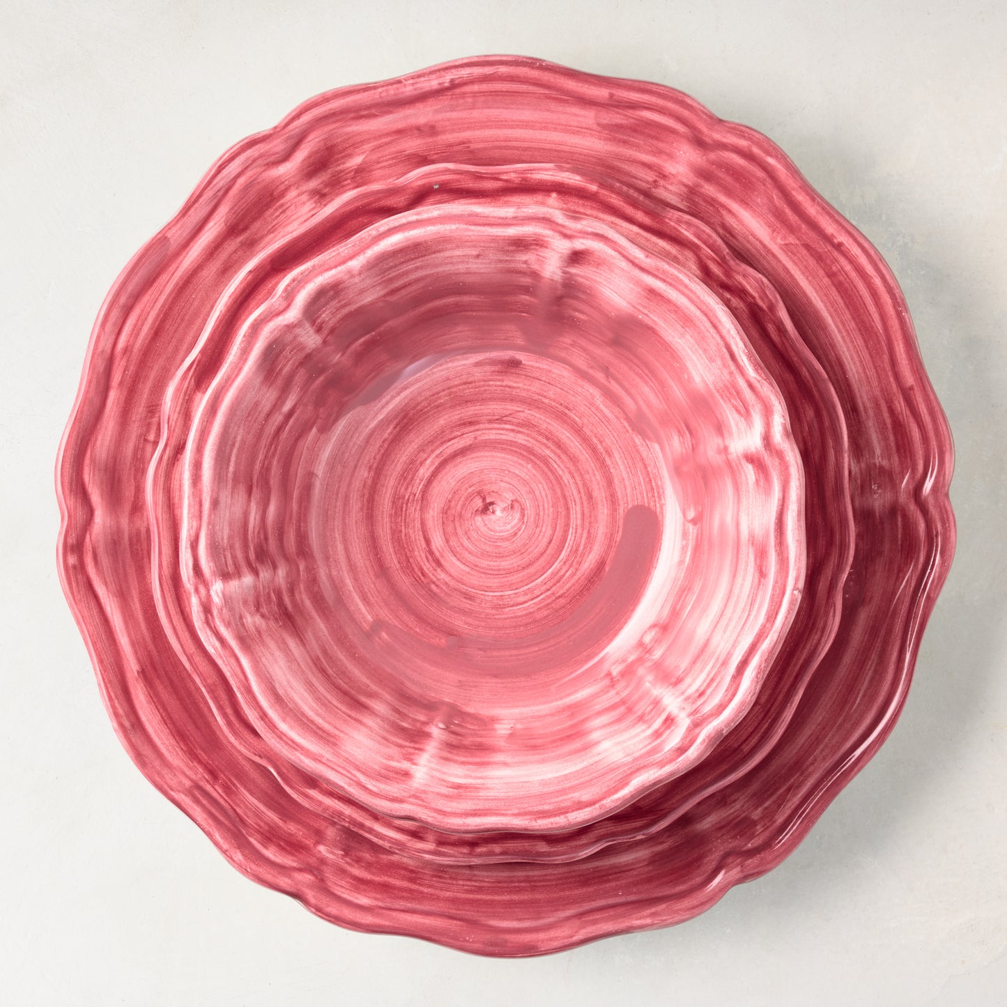 Deruta Pink Painted Ceramic Salad Plate