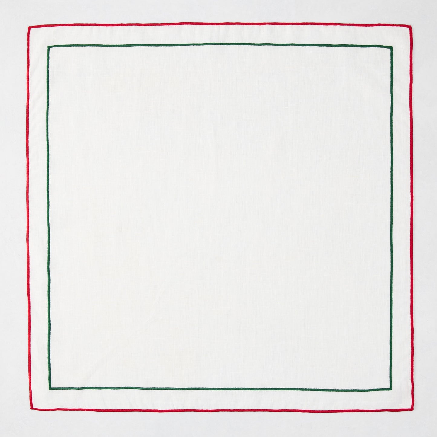 Red and Green Double Line Embroidered Christmas Cotton Napkin