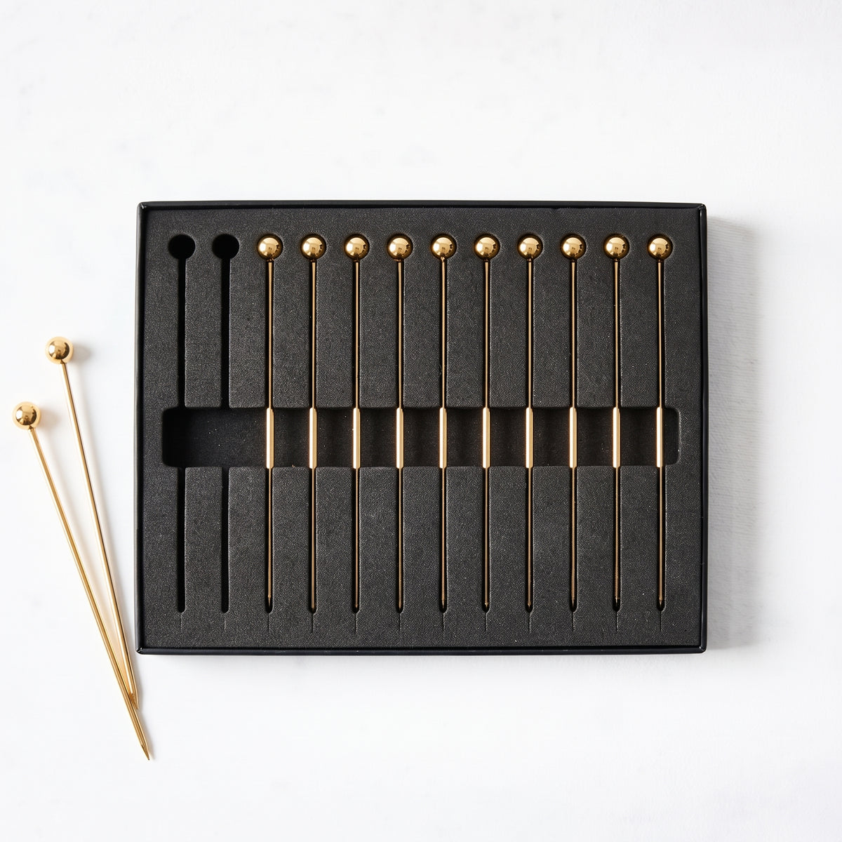 Short Gold Ball Top Cocktail Picks