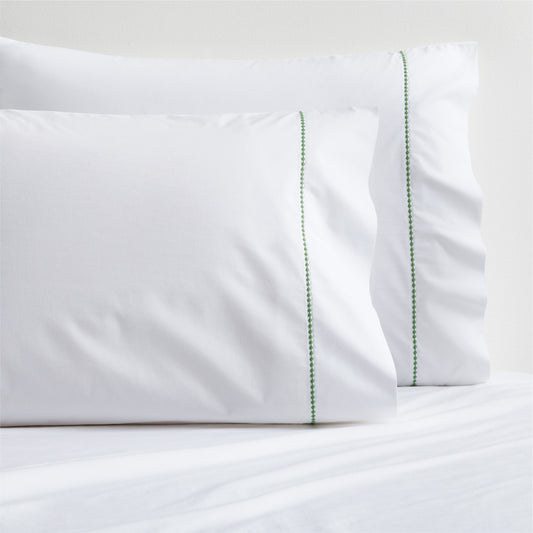 Green Diamond Percale Pillowcases, Set of 2