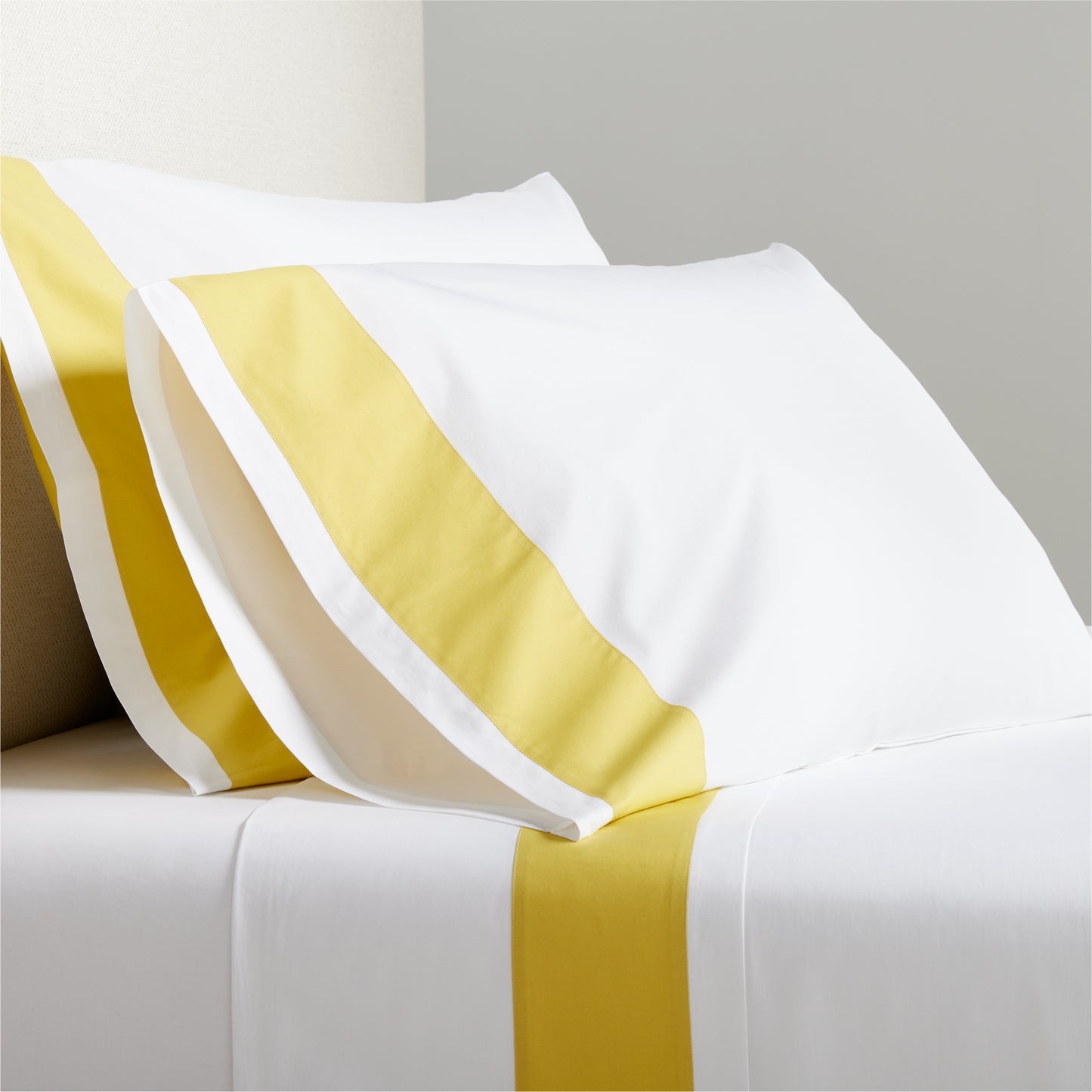 Yellow Wide-Band Percale Sheet Set