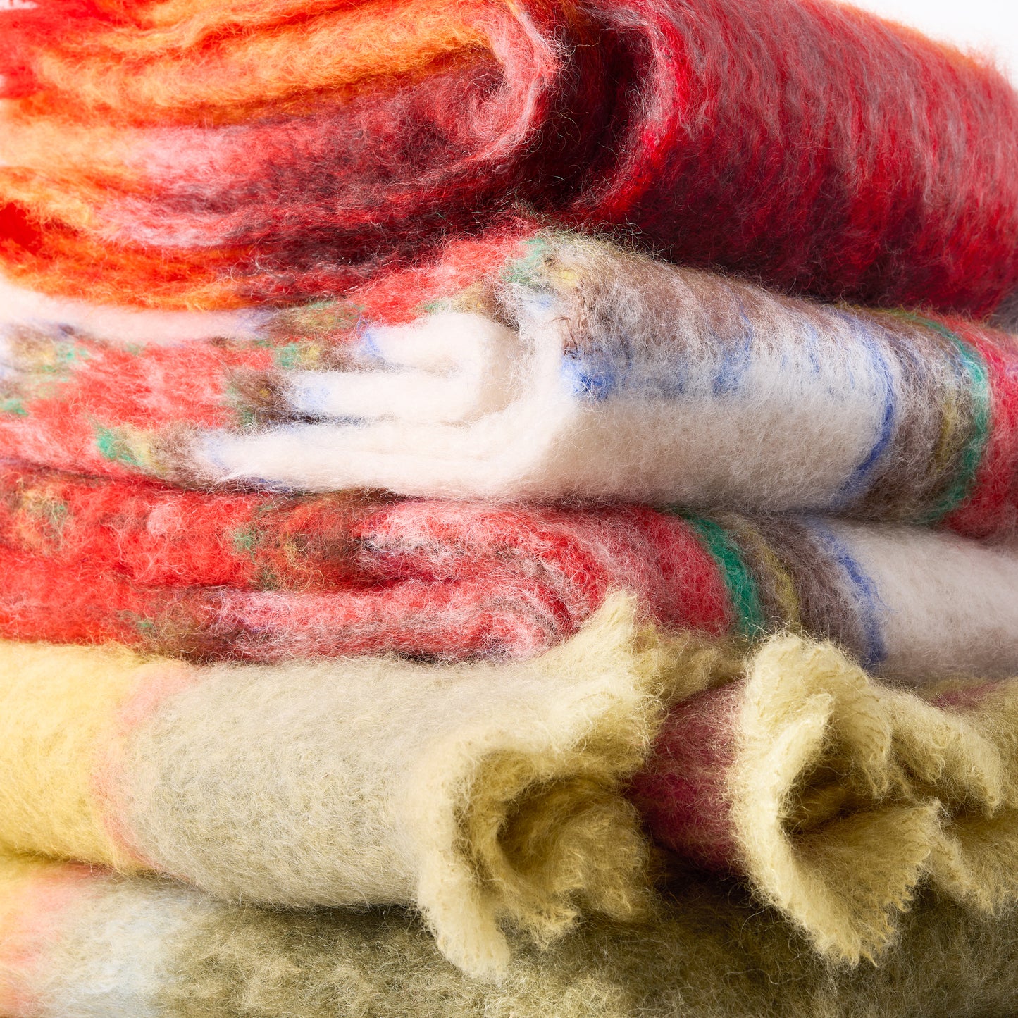 Mantas Ezcaray Yellow and Green Colorblock Mohair Throw