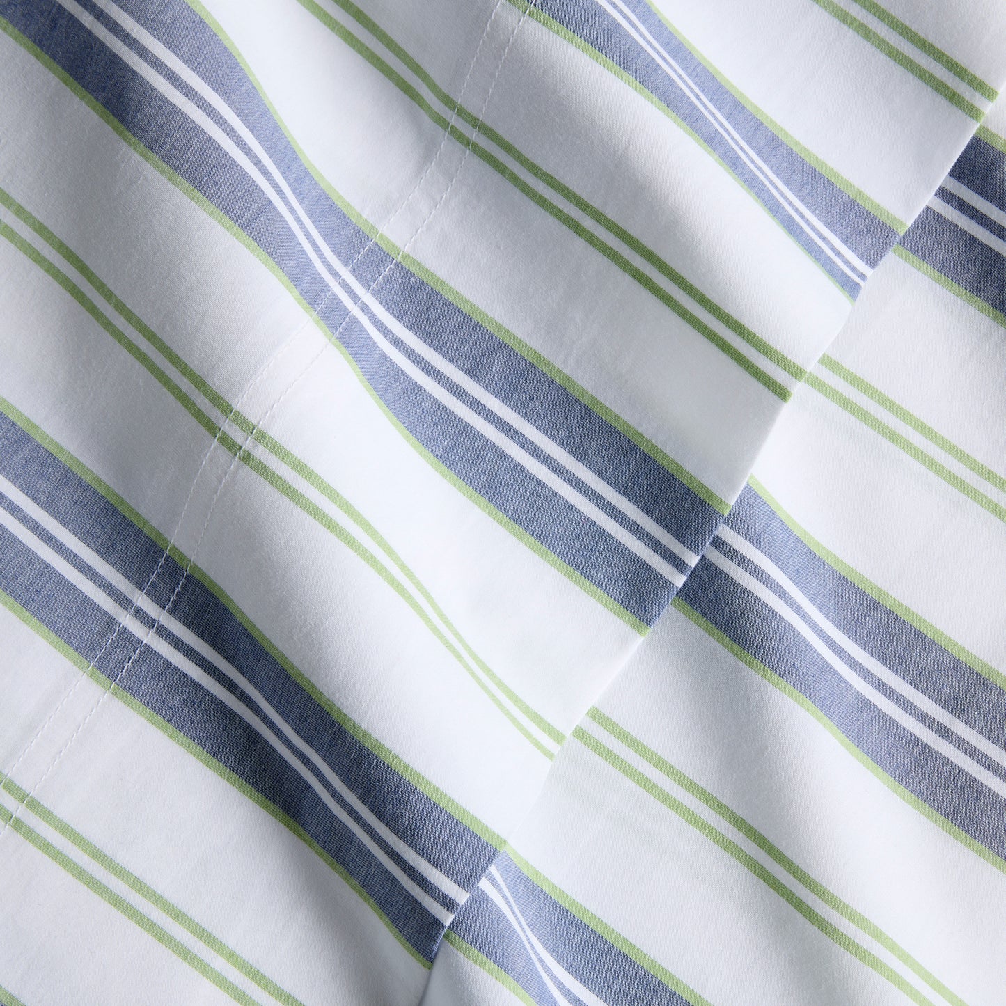 Blue and Green Multi Stripe Percale Sheet Set