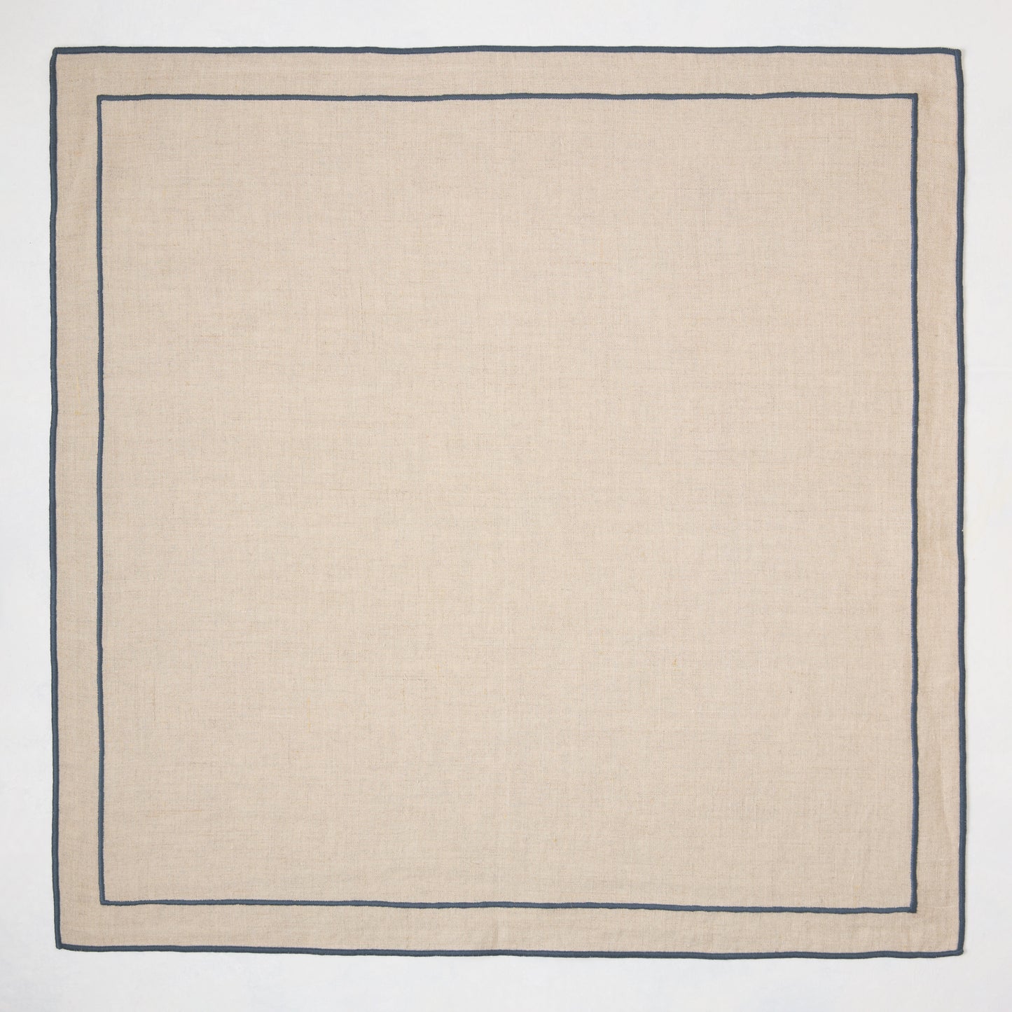 Indigo Blue Double Line Embroidered Natural Cotton Napkin