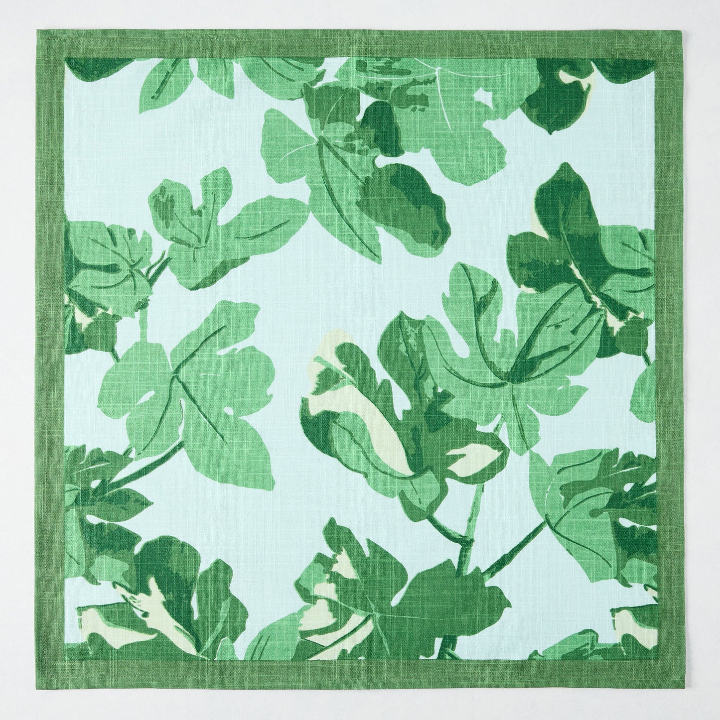 Peter Dunham + Hudson Grace Green Fig Leaf Printed Pale Blue Napkin