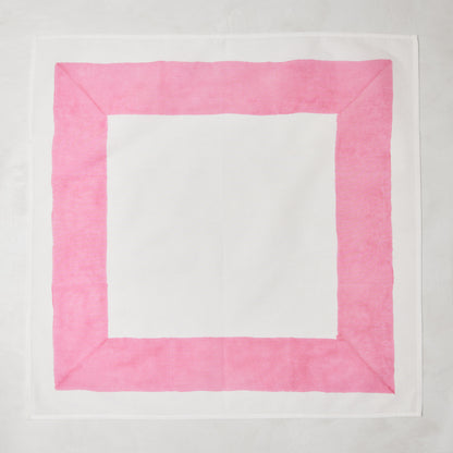Pink Border Block Print Cotton Napkin