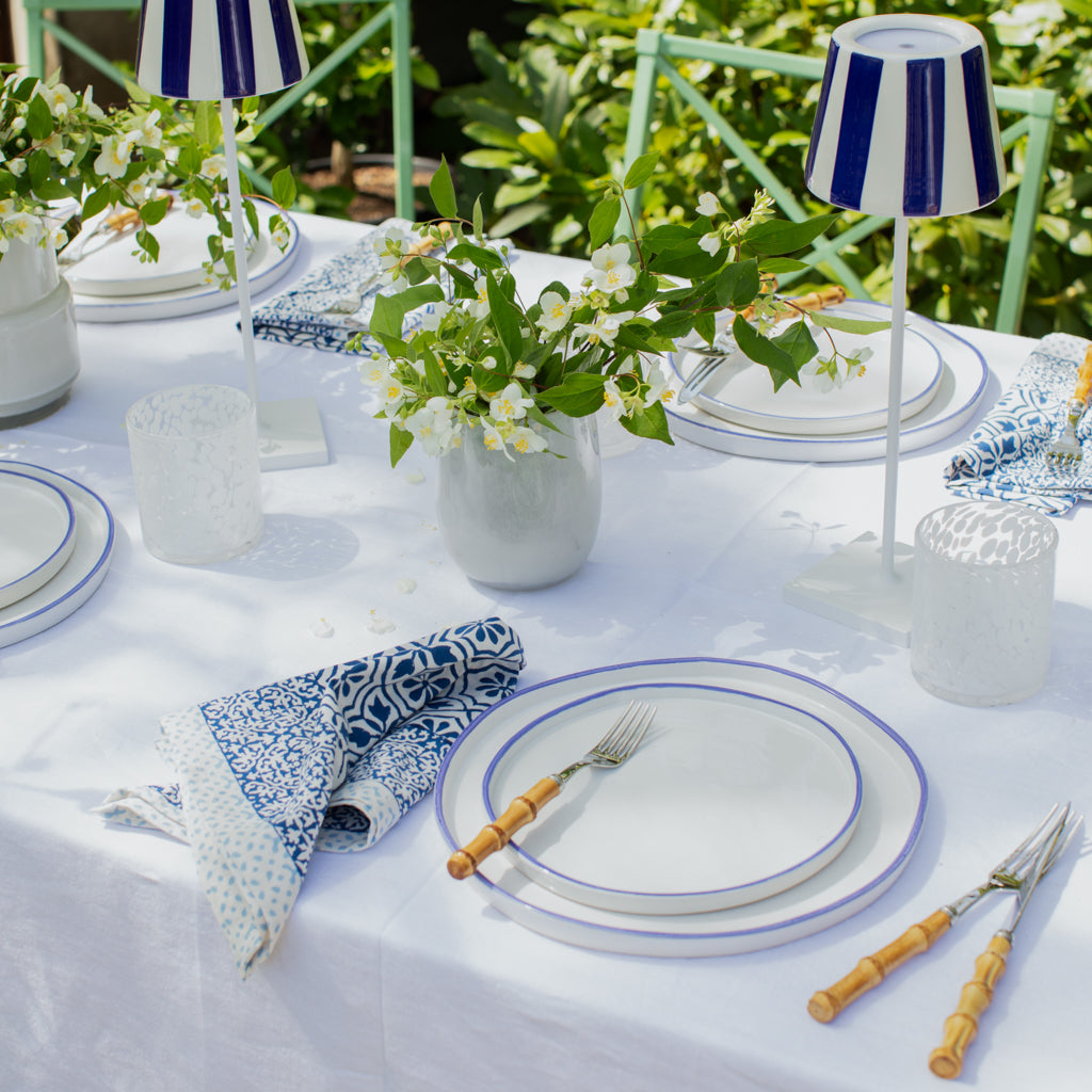 Pacific Blue-Rimmed Stoneware Salad Plate