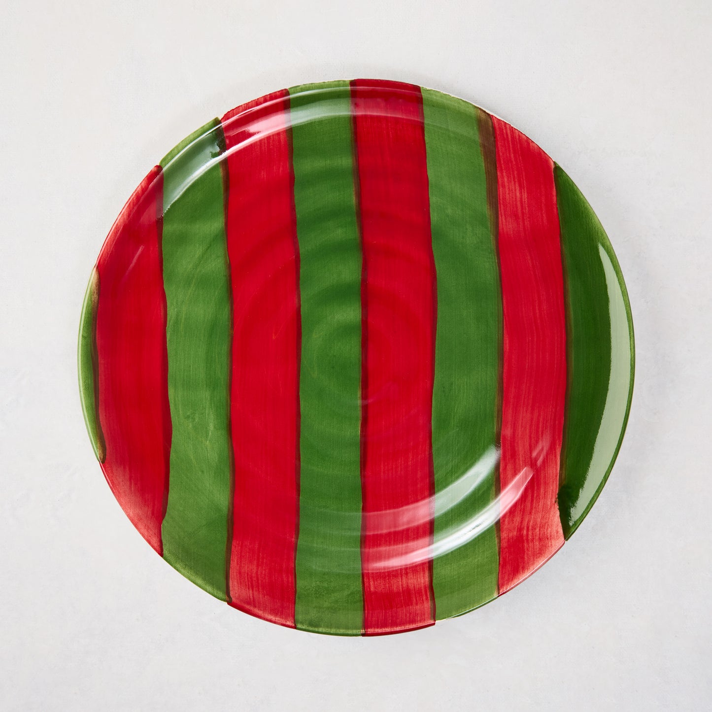 Spiral Red and Green Striped Holiday Salad Plate