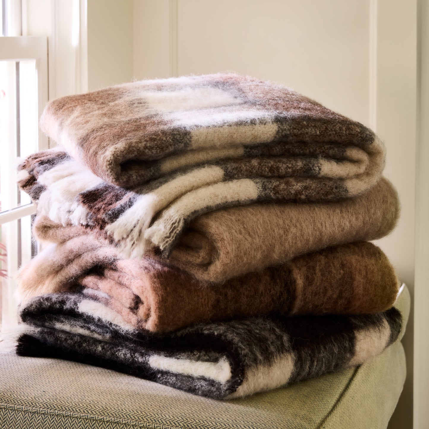 Canterbury Brown Plaid Mohair Throw Blanket
