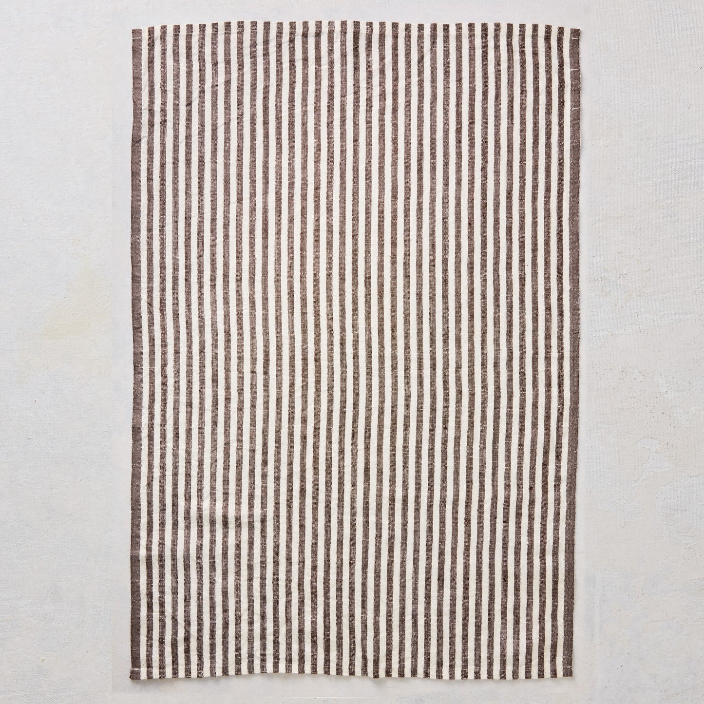Chocolate Brown Ticking Stripe Linen Hand Towel, Set of 2