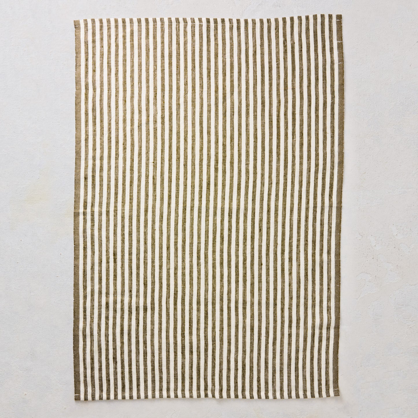 Green Ticking Stripe Linen Linen Hand Towel, Set of 2