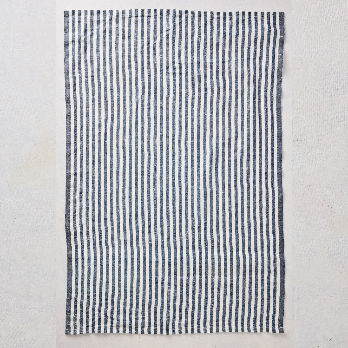 Navy Blue Ticking Stripe Linen Hand Towel, Set of 2