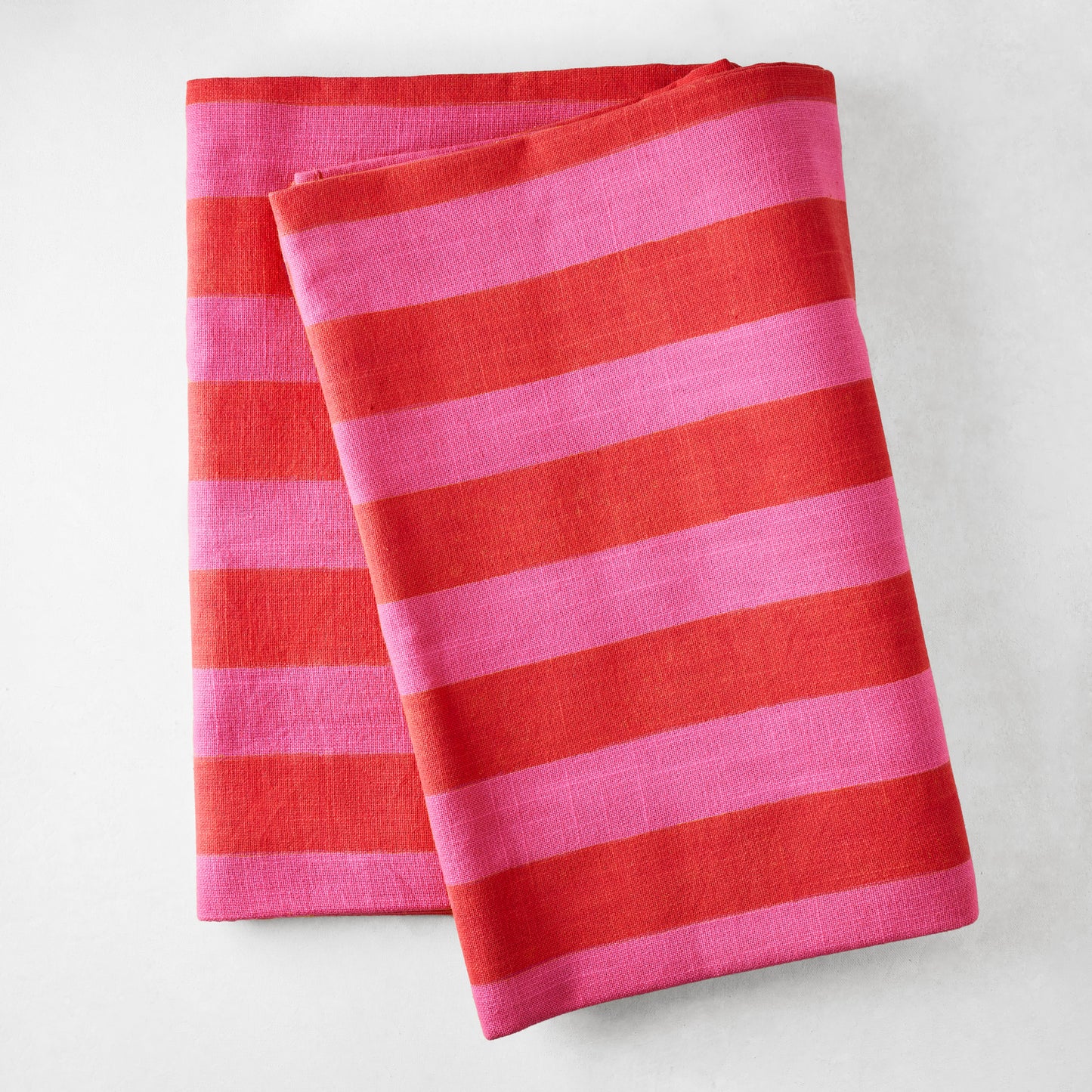 Pink and Orange Tonal Hampton Stripe Cotton Tablecloth