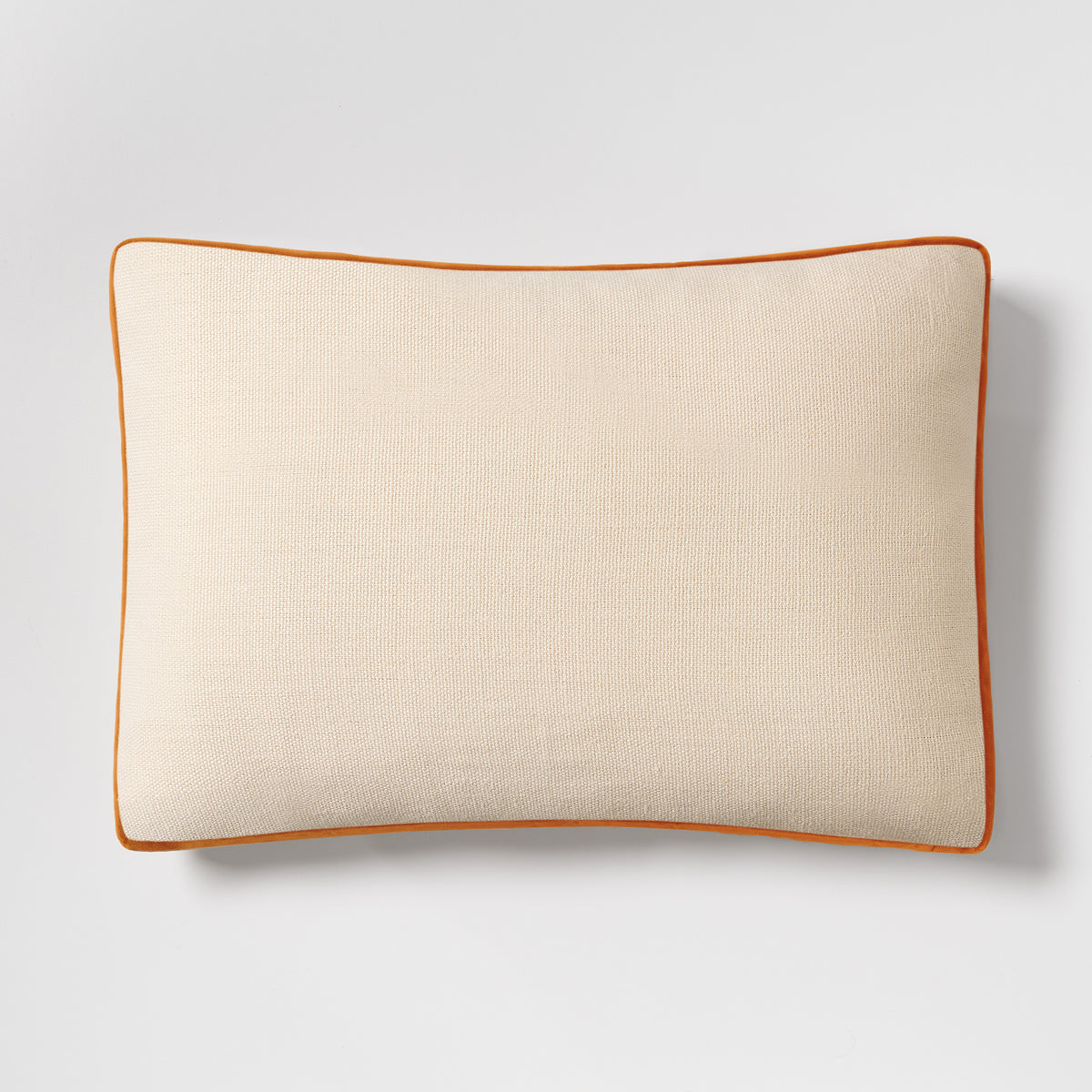 Melon Orange Velvet Gusset and Linen Lumbar Pillow