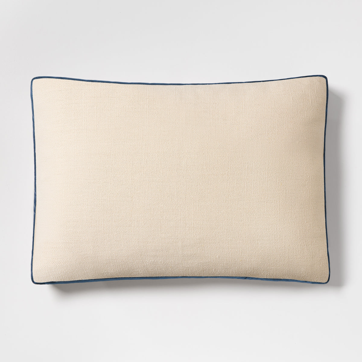 Midnight Blue Velvet Gusset and Linen Lumbar Pillow