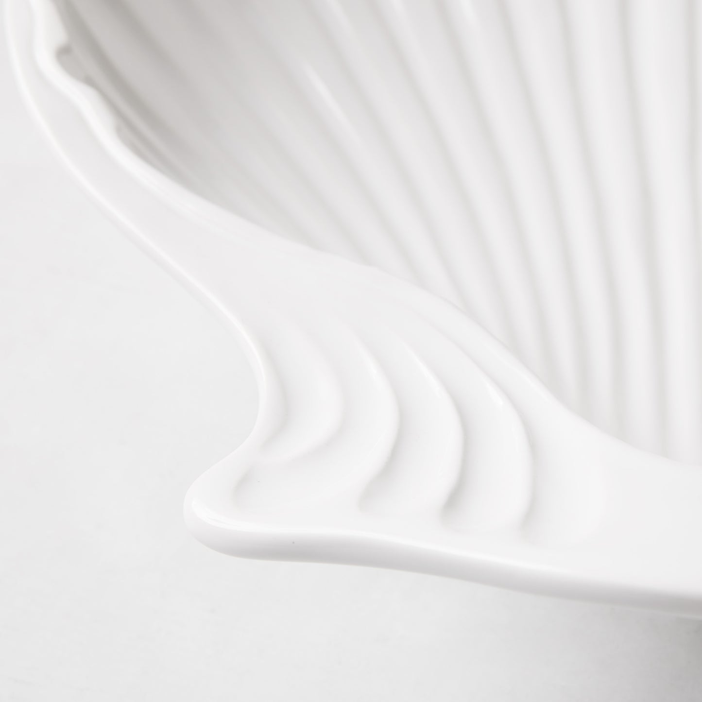 Large White Ceramic Scallop Shell Serving Bowl