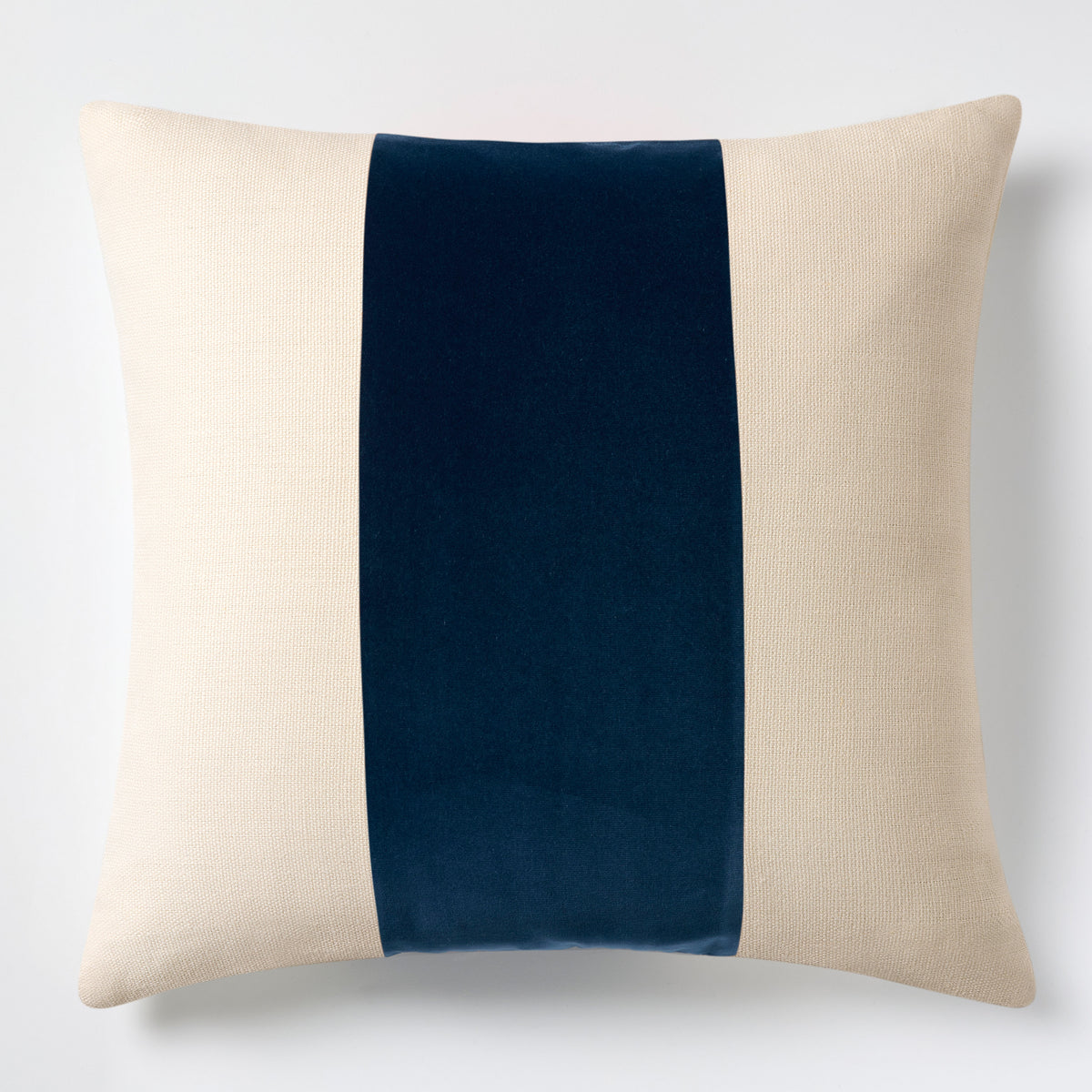 Midnight Blue Wide Velvet Stripe Linen Pillow
