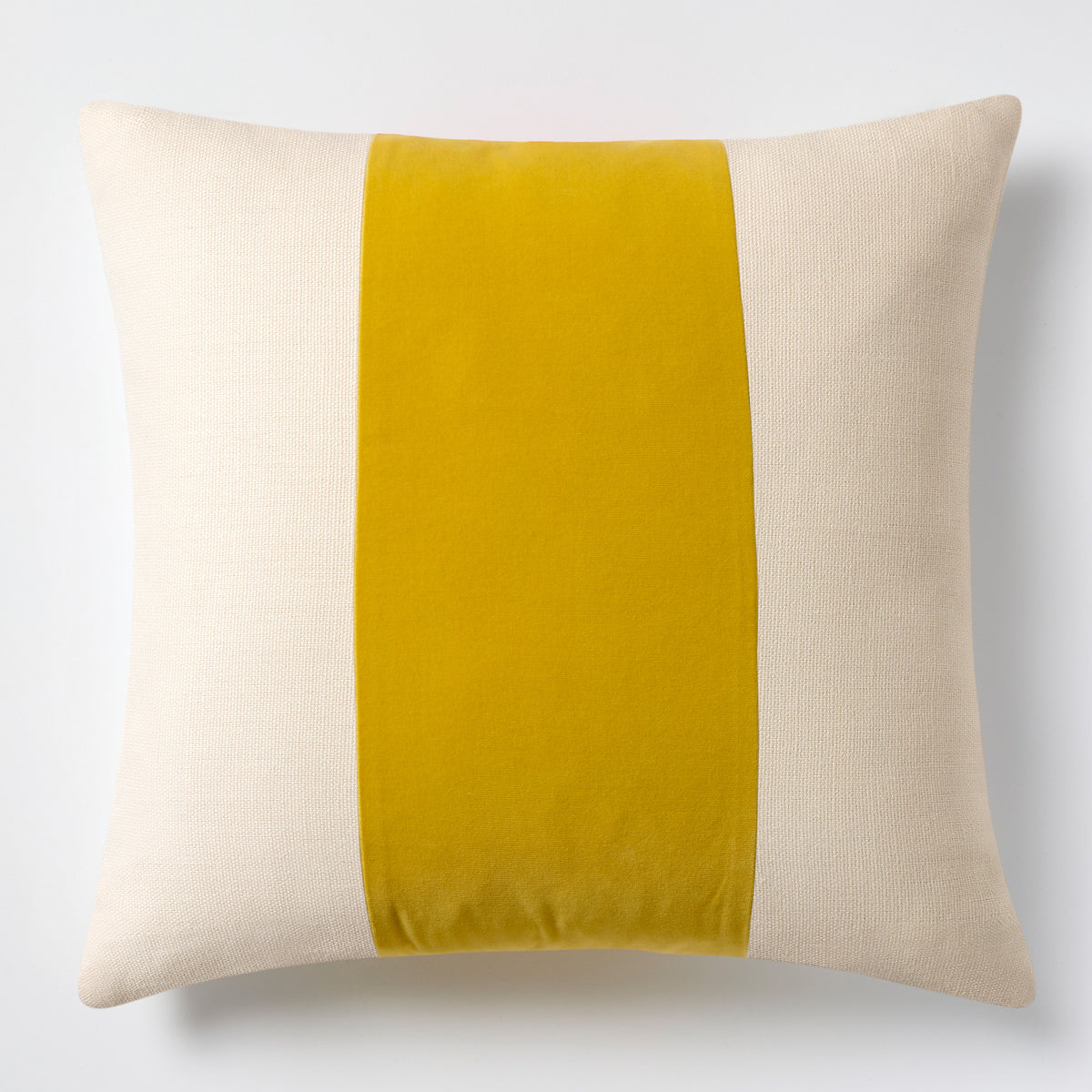 Sun Yellow Wide Velvet Stripe Linen Pillow