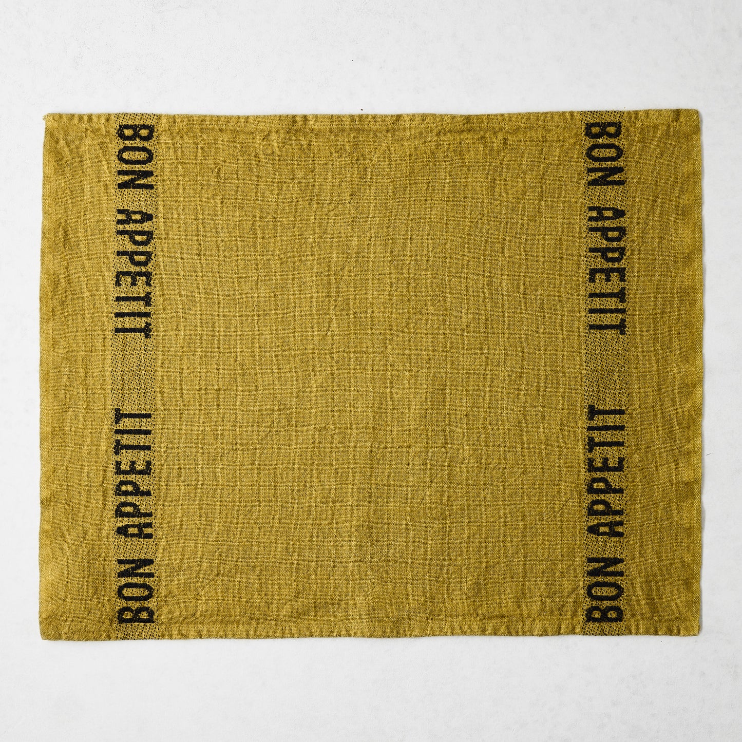 Black "Bon Appetit" Goldenrod Linen Napkin