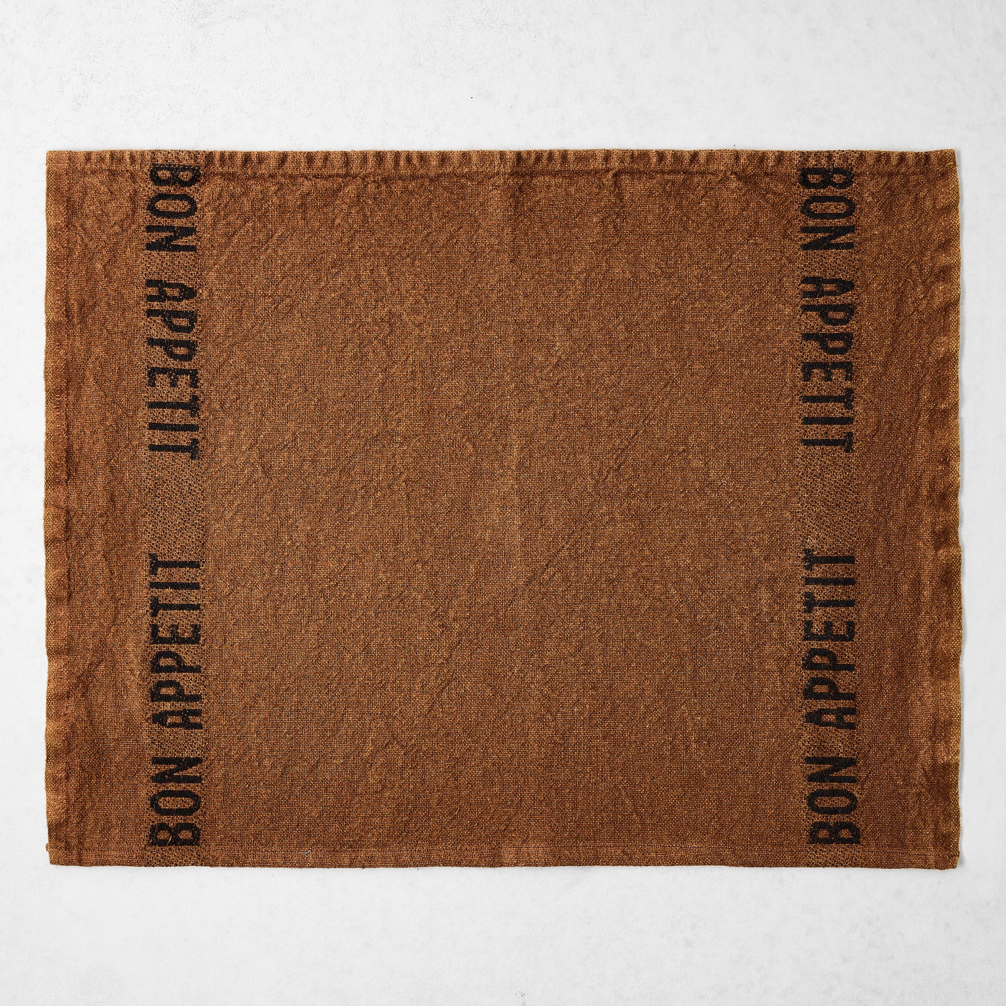 Black "Bon Appetit" Havane Brown Linen Napkin