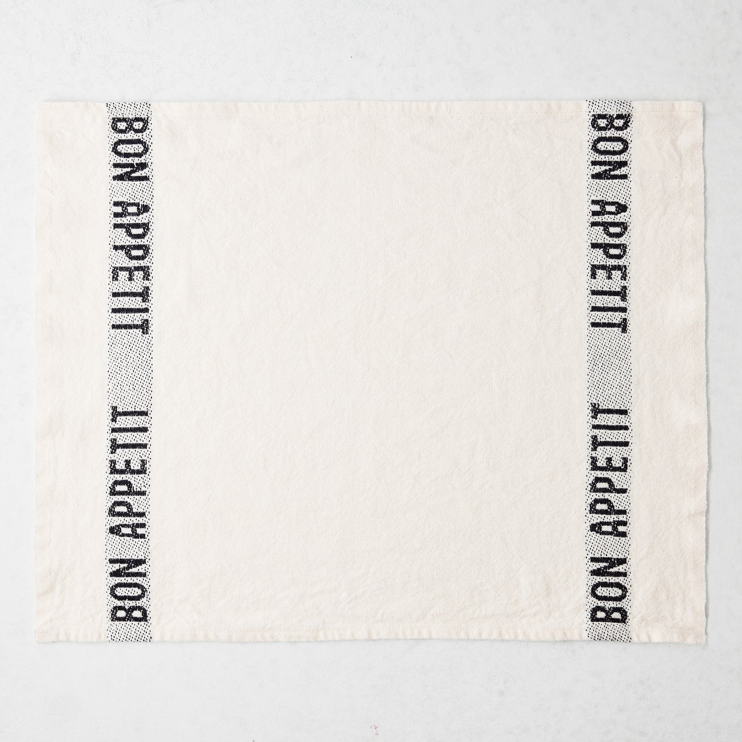 Black "Bon Appetit" White Linen Napkin