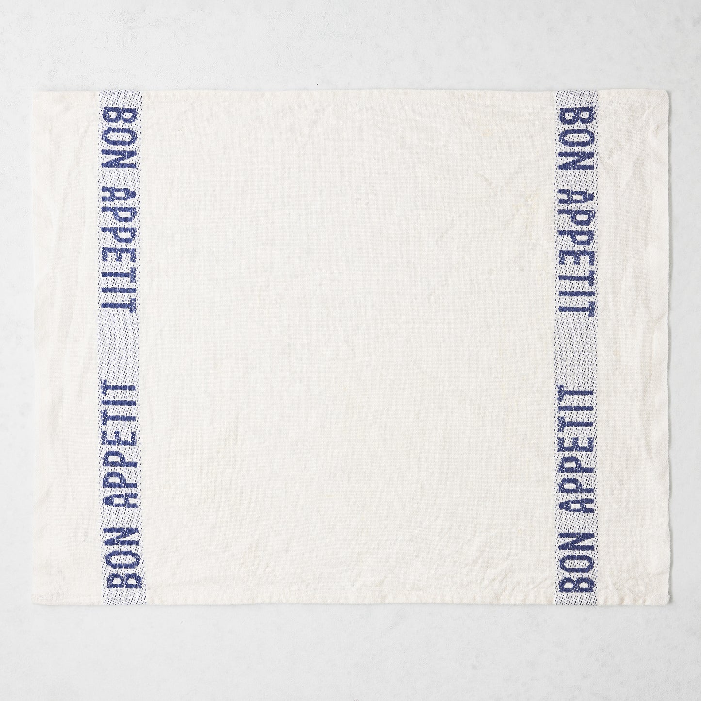 Blue "Bon Appetit" White Linen Napkin