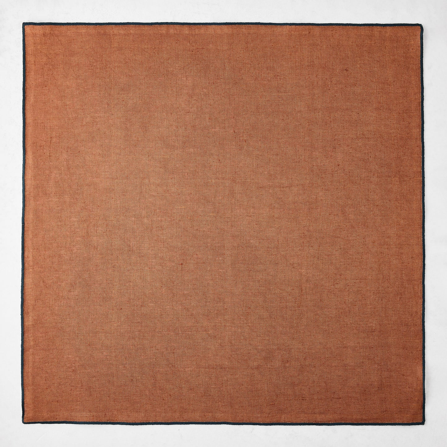 Camel Brown Embroidered Tipped Stitch Linen Napkin