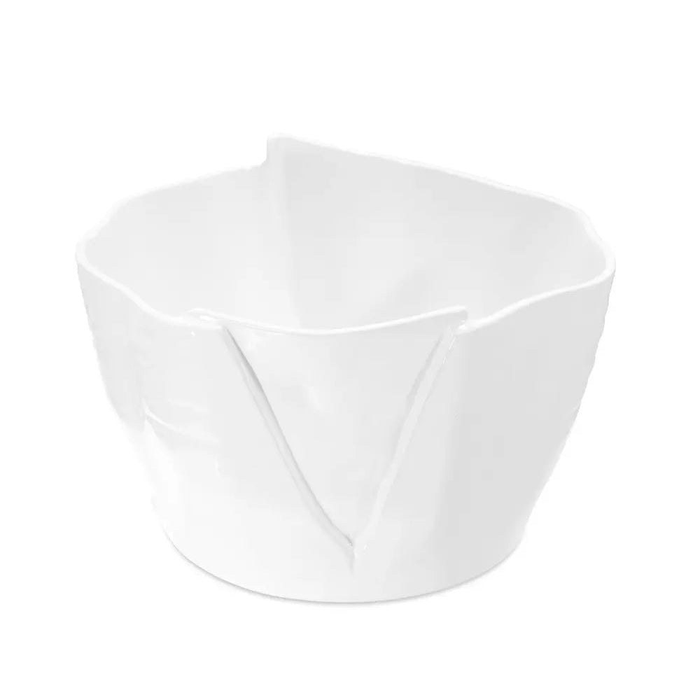 Large Montes Doggett Ceramic Bowl 5394-L, creamy white glaze, handmade Peruvian, 14"Dia x 6"H.