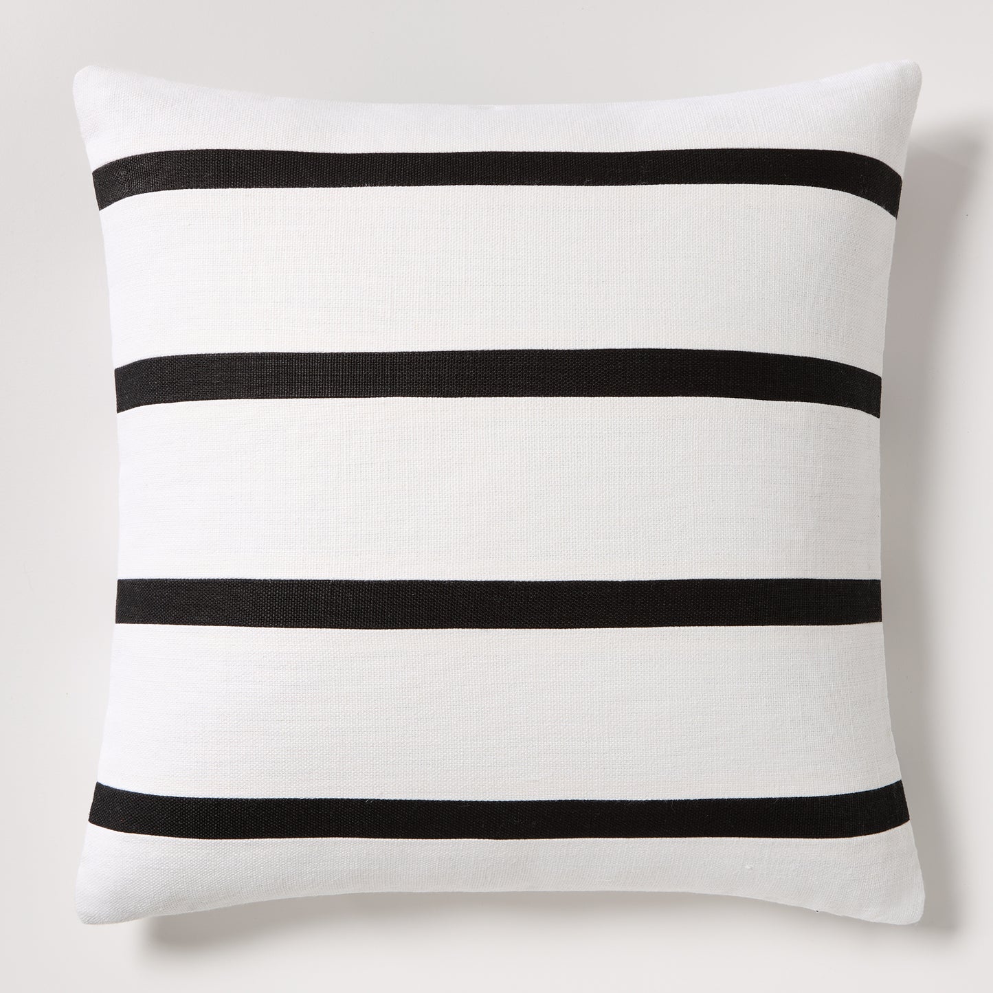 Diane Keaton + Hudson Grace black and white thin stripe Belgian linen pillow.