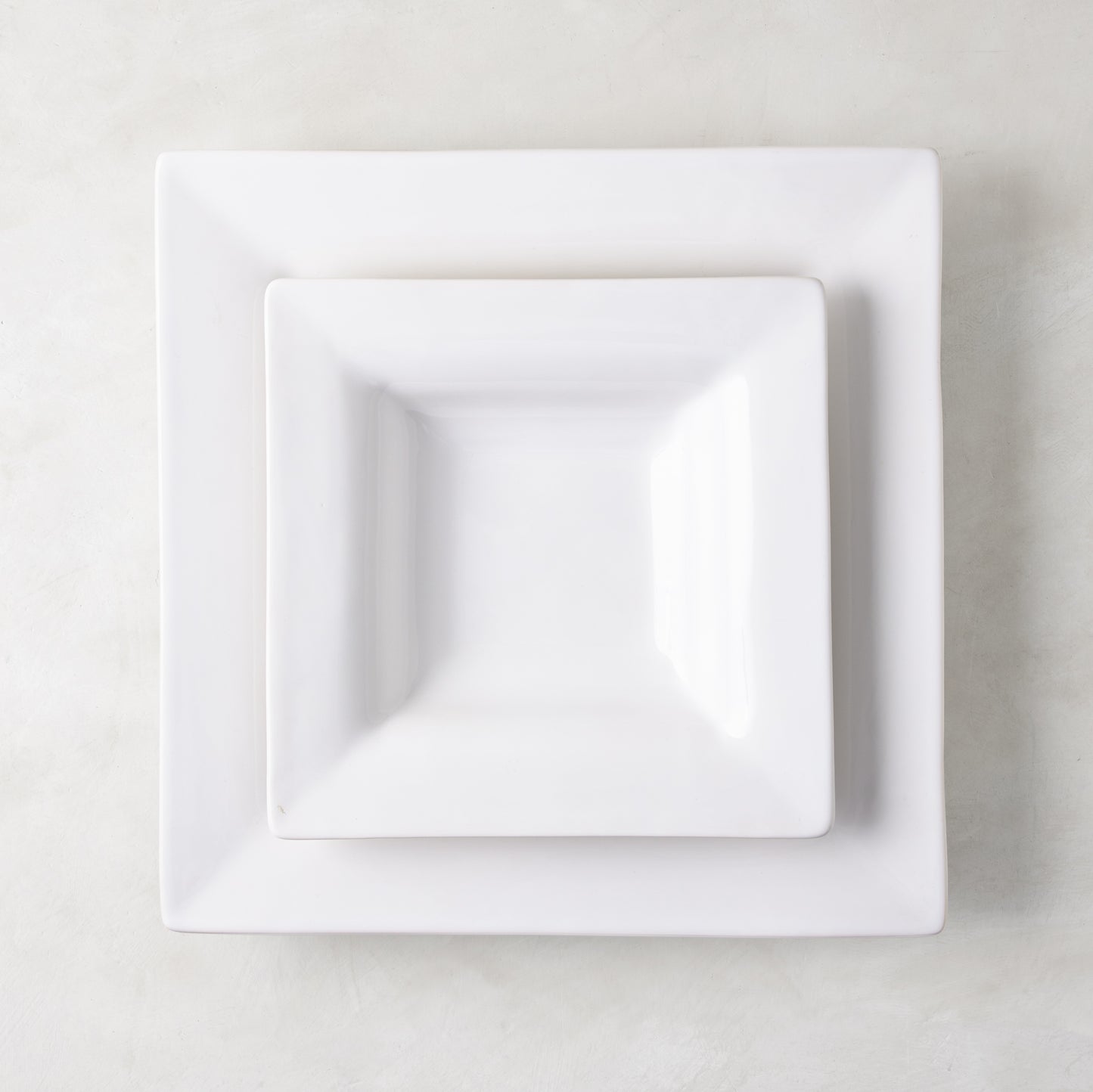 Diane Keaton + Hudson Grace "Keaton" small white ceramic square serving platter with wide border.