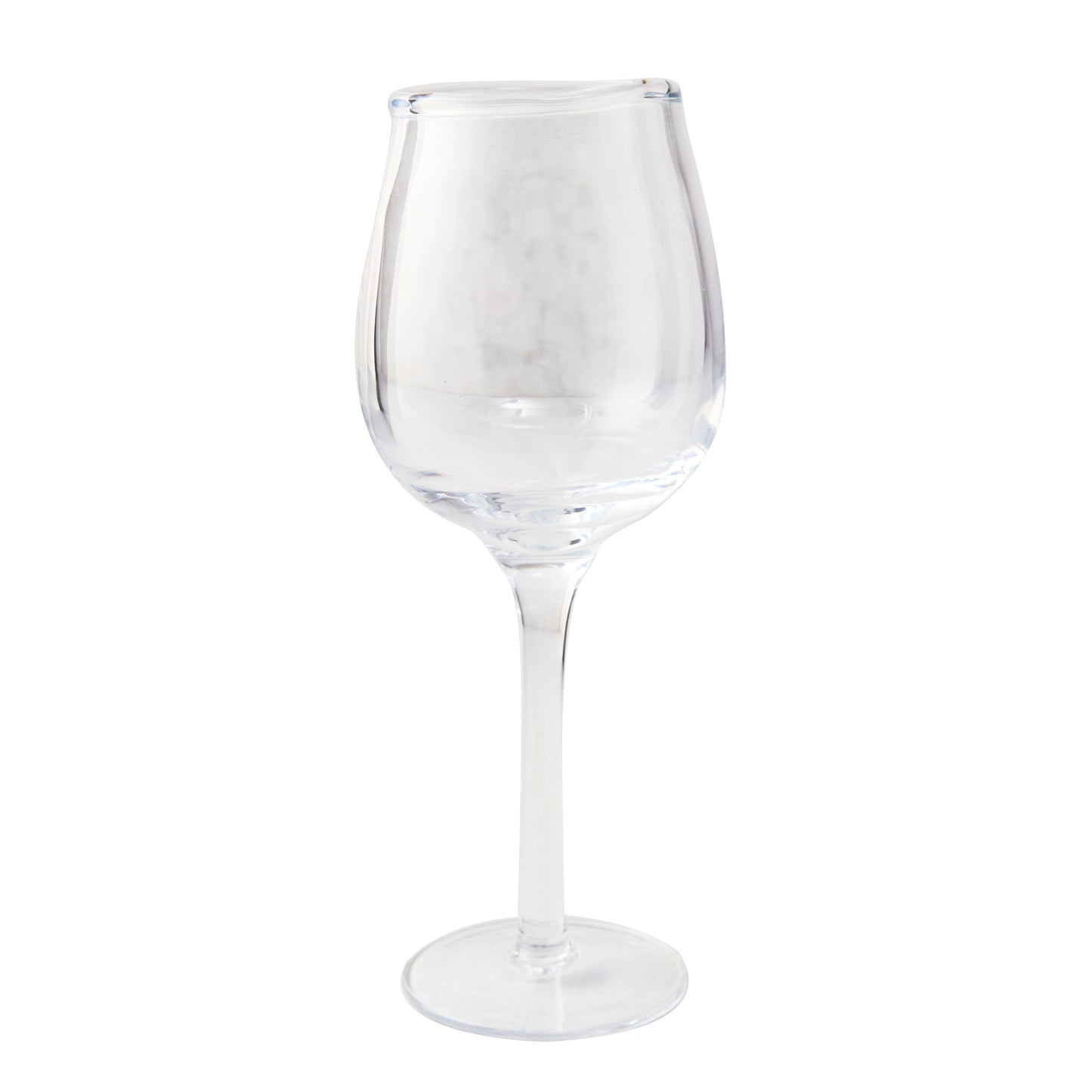Clear, thick, air-blown Elijah Large Scissor-Cut Wine Glass with rippled rim, 14 oz.
