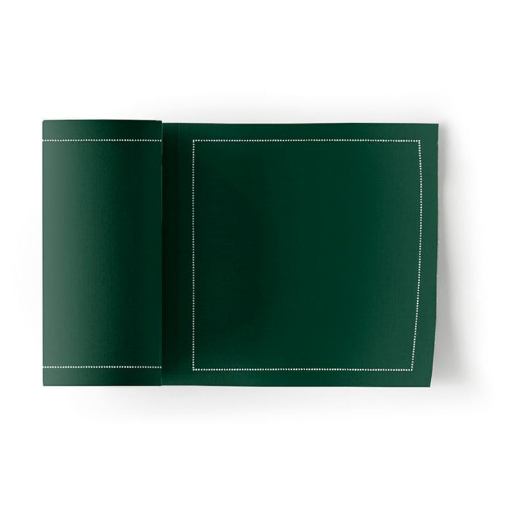 English Green tear-off cotton cocktail napkin roll with dotted border.
