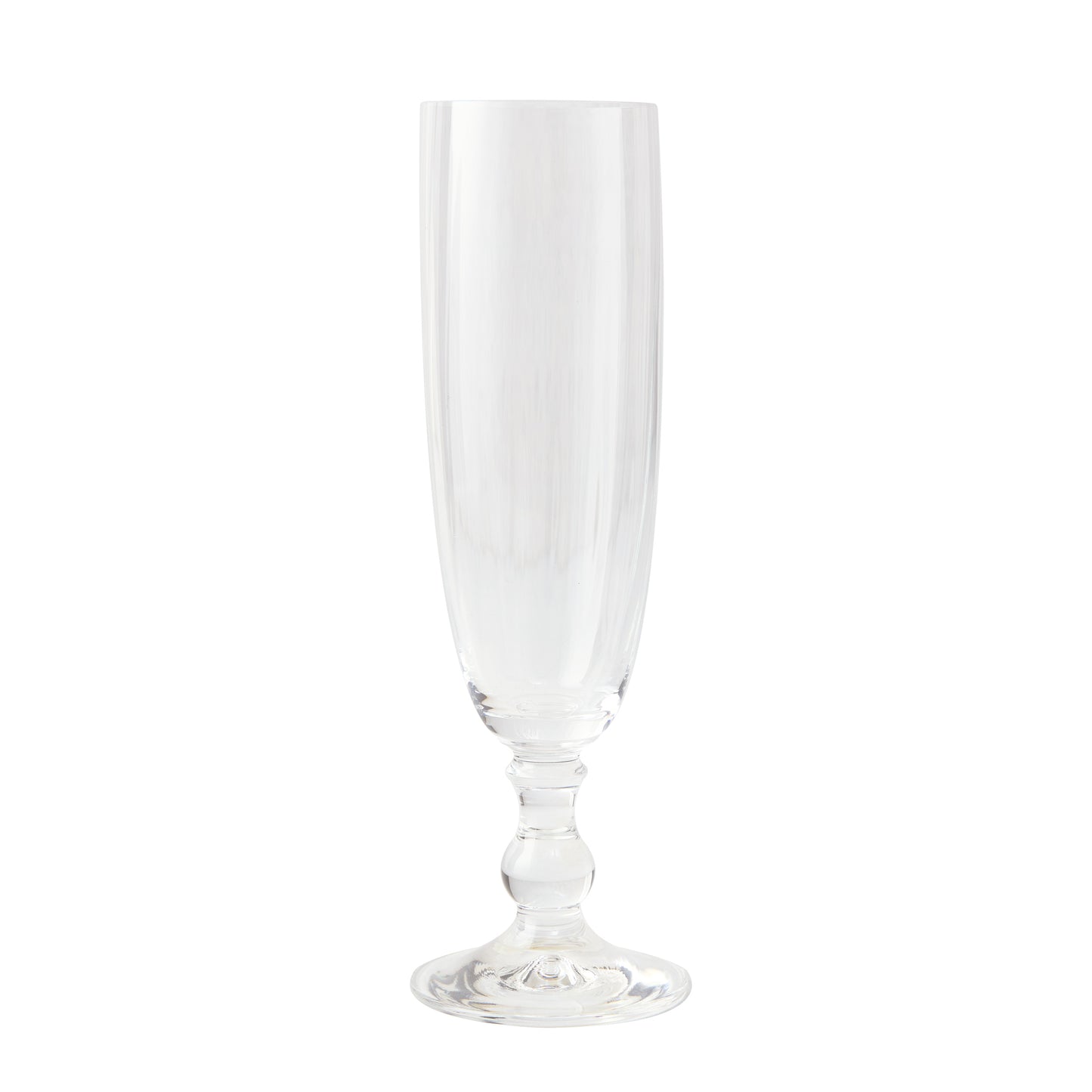 Clear Georgia Eco-Crystal 8oz champagne flute with ribbed glass and classic stem design.
