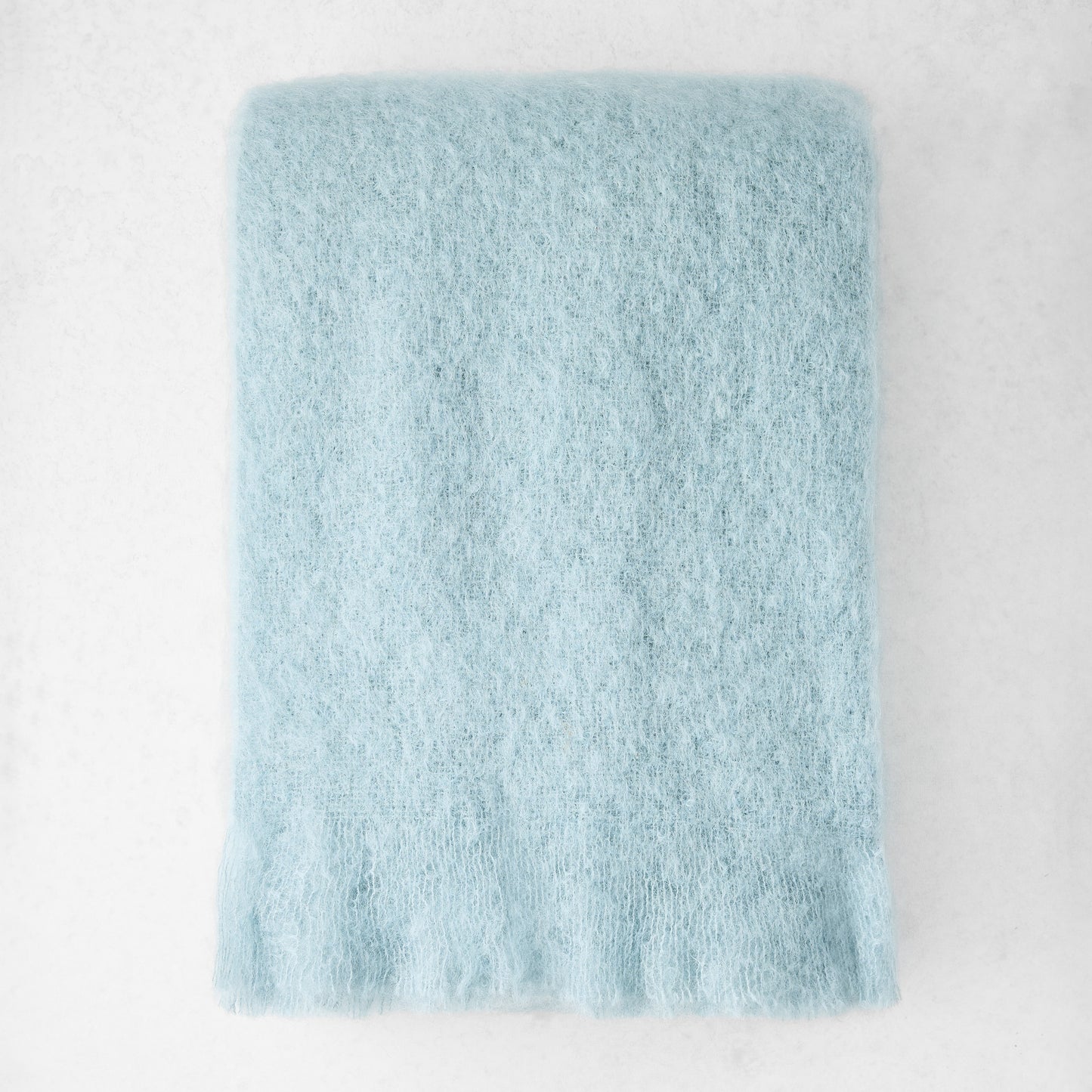 Glacier Blue Solid Mohair Throw Blanket
