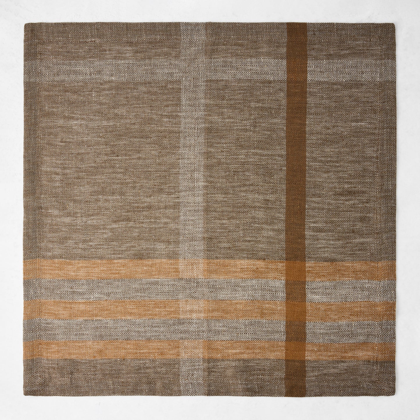 Graphite and Brown Marken Plaid Linen Napkin