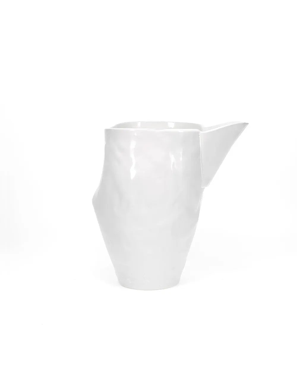 Handmade creamy white glazed ceramic pitcher 4651 by Montes Doggett, 10"H.