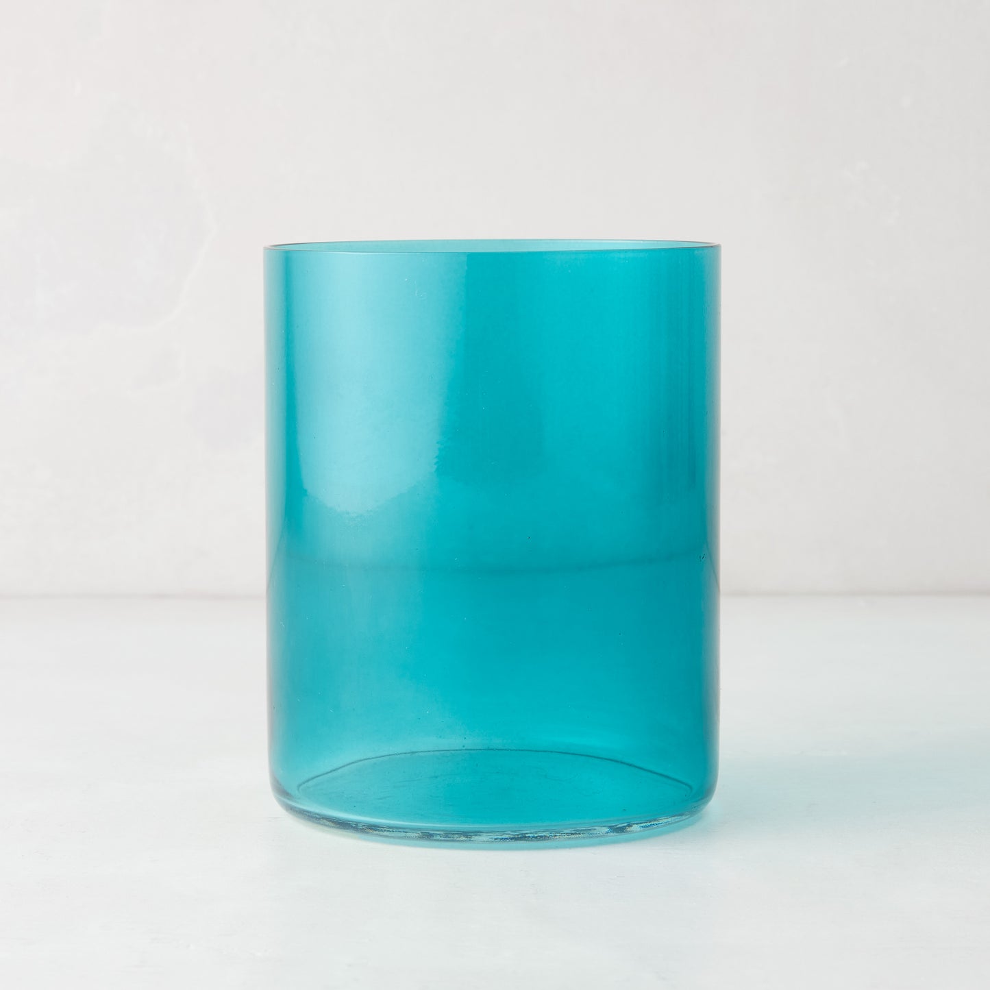 Hugo Turquoise Double Old Fashioned Glass, sleek and sturdy, 3.25"Dia x 4"H.