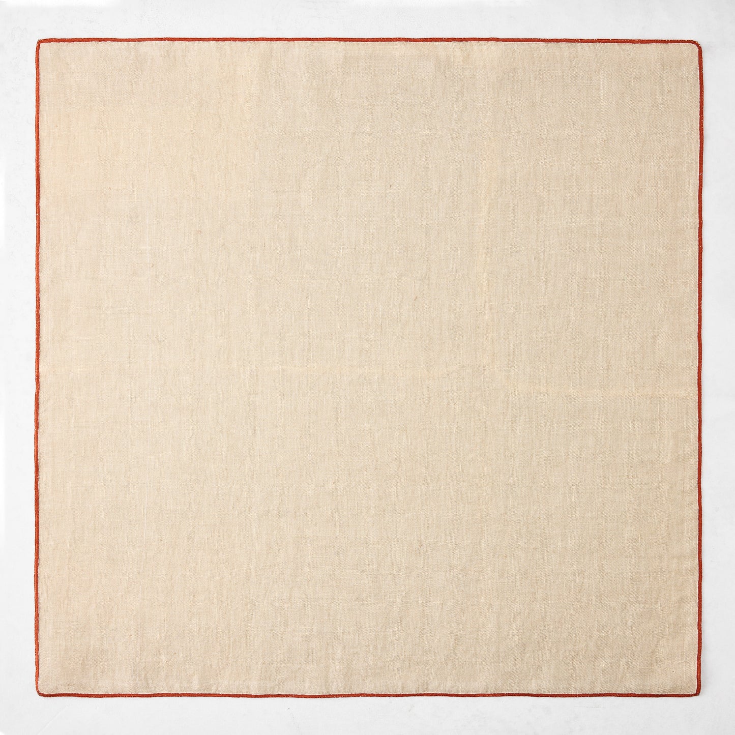 Khaki Embroidered Tipped Stitch Linen Napkin