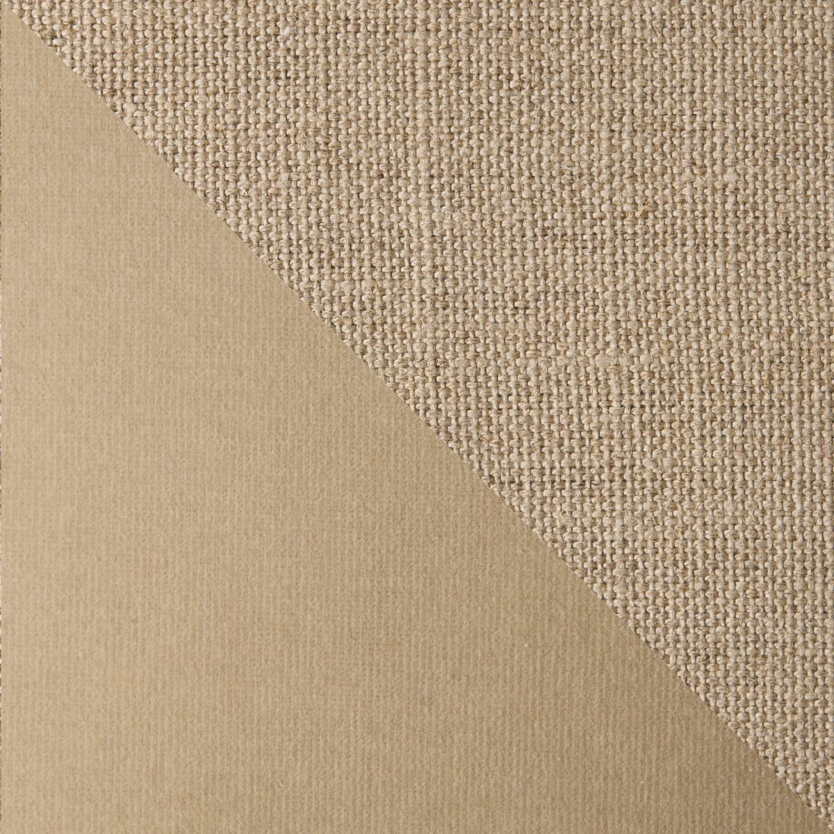 Khaki linen and velvet reversible square pillow, 22", with textured Belgian linen and smooth cotton velvet.