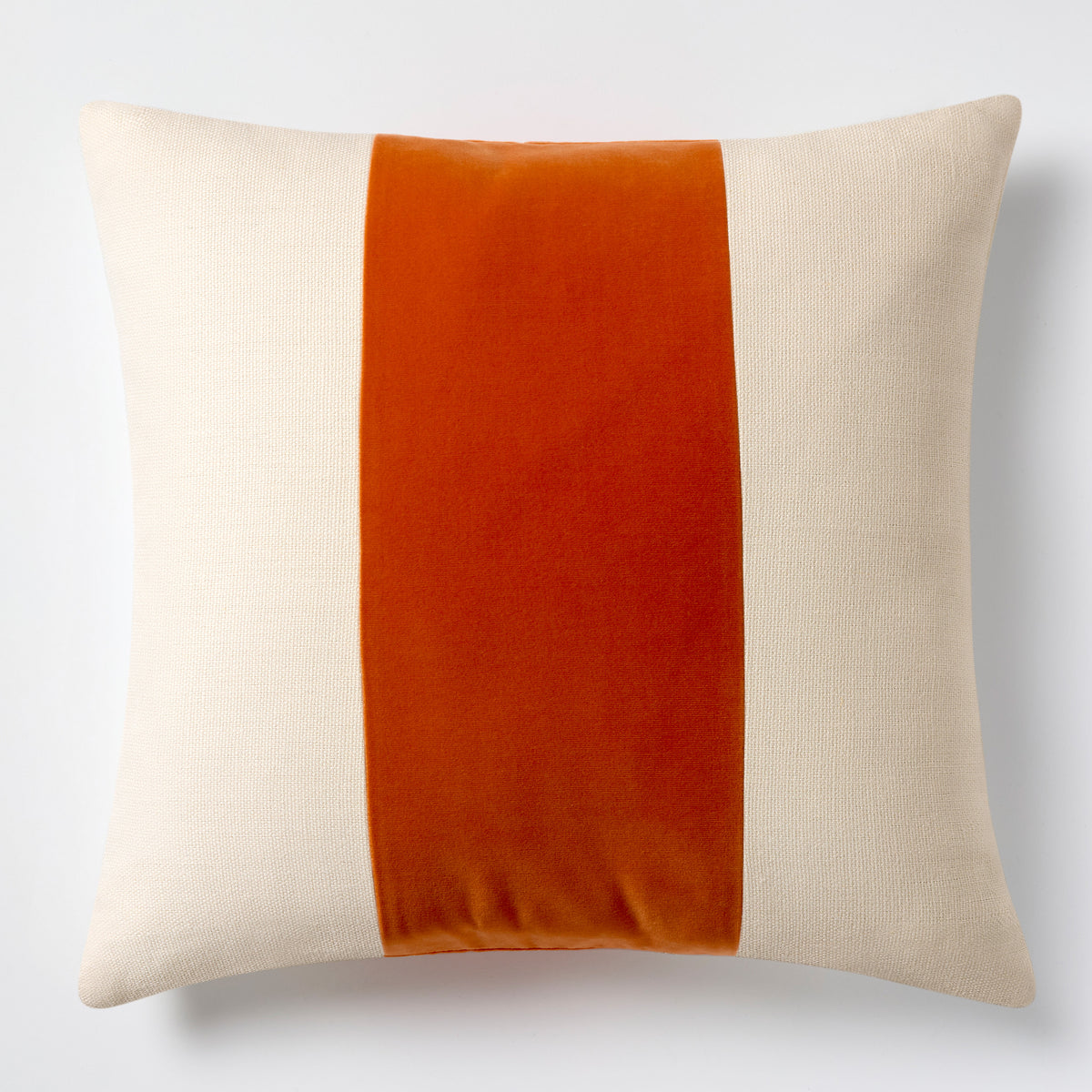 Melon Orange Wide Velvet Stripe Linen Pillow
