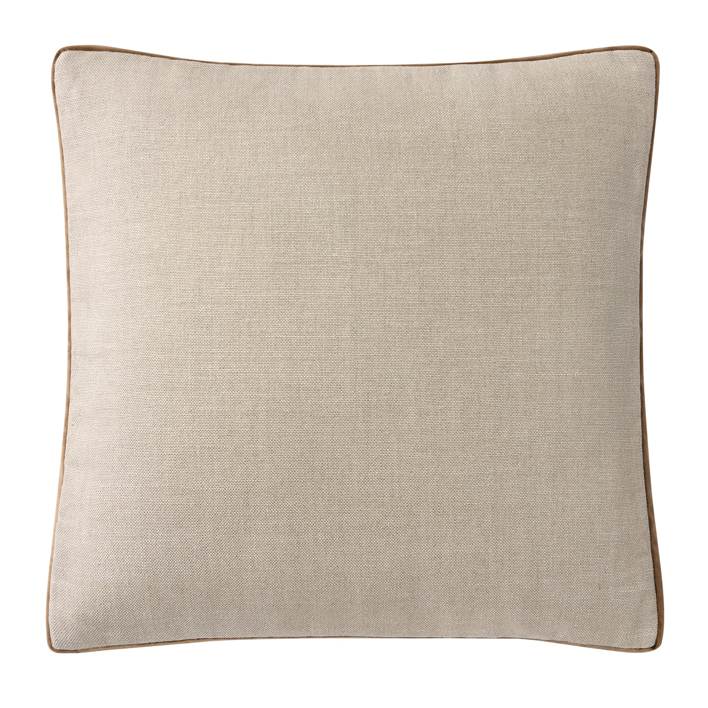 Moroccan Brown Velvet Gusseted and Flax Linen Square Pillow, 22", with brown piping.