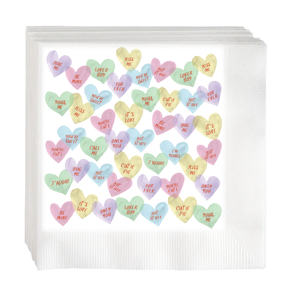 "Multi Hearts" Cocktail Napkins, Set of 50