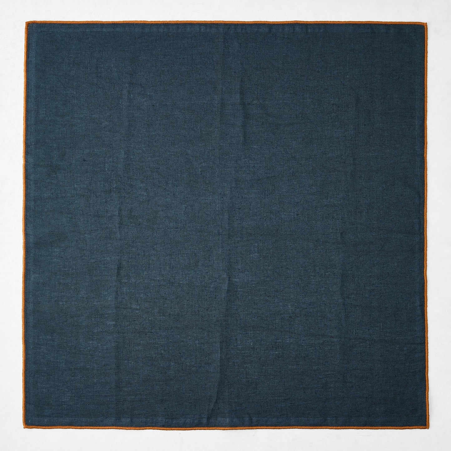 Navy Blue Embroidered Tipped Stitch Linen Napkin