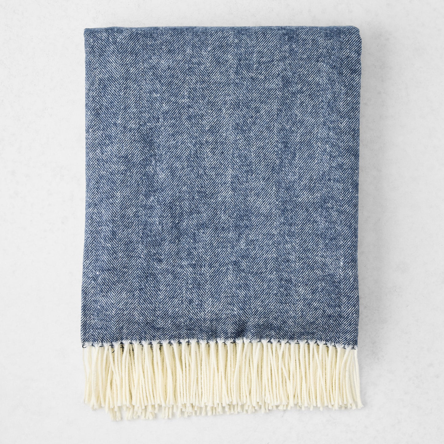 Navy Blue Italian Herringbone Throw Blanket
